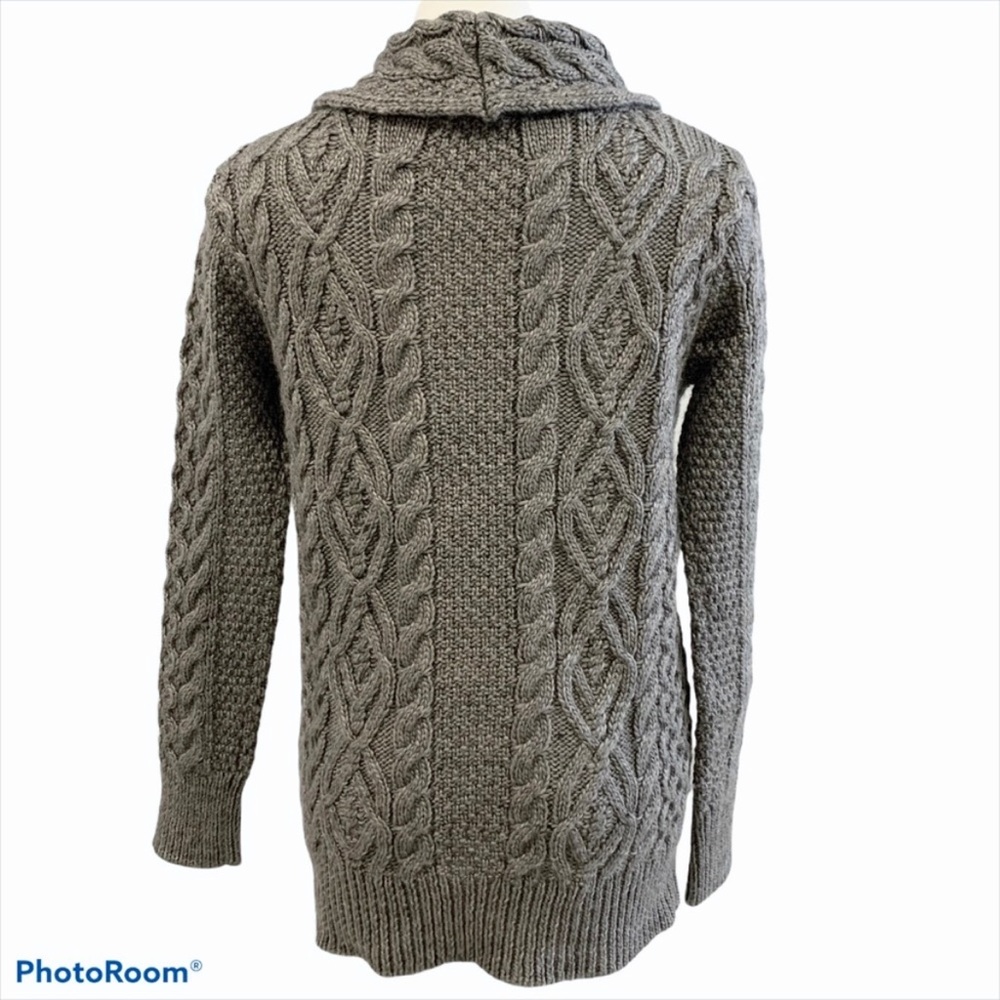 Zara Chunky Cowl Neck Heavy Knit Gray Cabled Sweater - Size Small - Picture 2 of 9